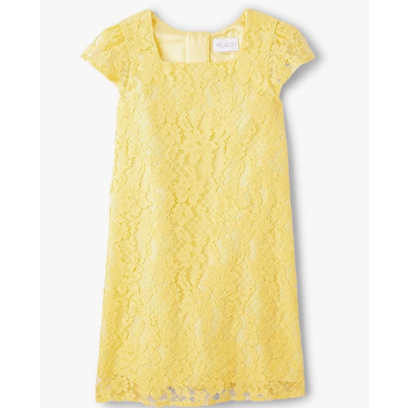 NEW The Children's Place Yellow Lace Girls Short Sleeve Easter Dress 14 $50 - Picture 8 of 9
